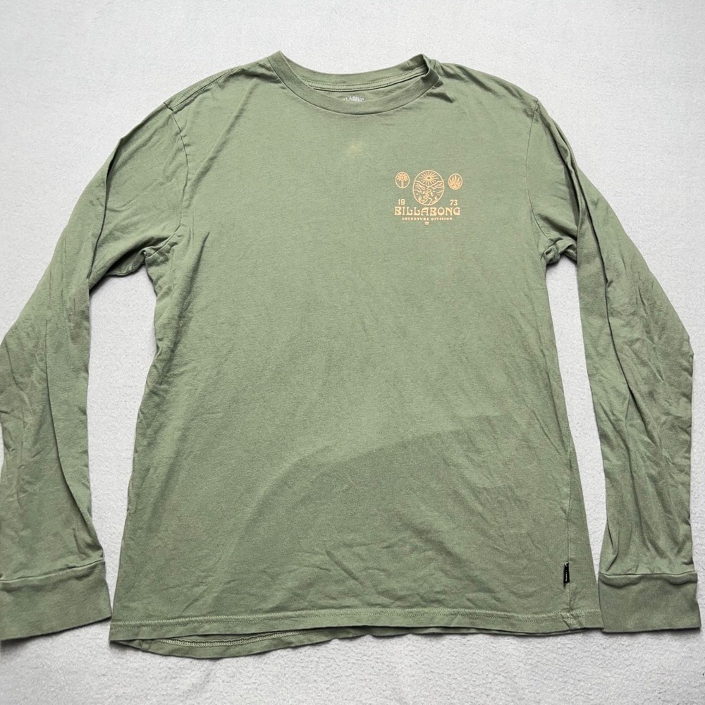 Billabong Adventure Division Mens Large Green Organic Cotton Long Sleeve T-Shirt